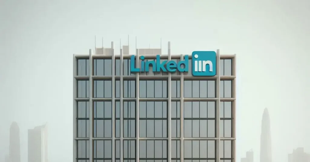 linkedin logo on the top of a building.